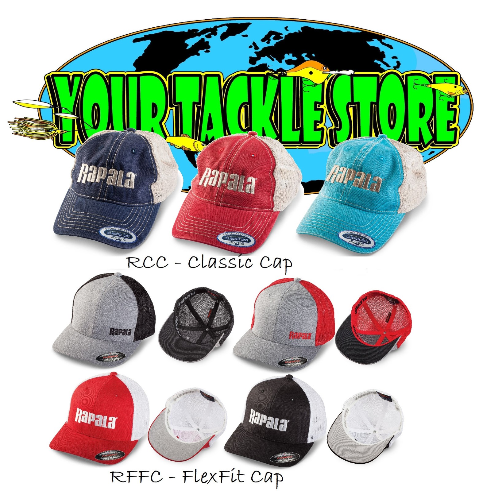 Rapala Classic or Flexfit Cap Pick Model Hat