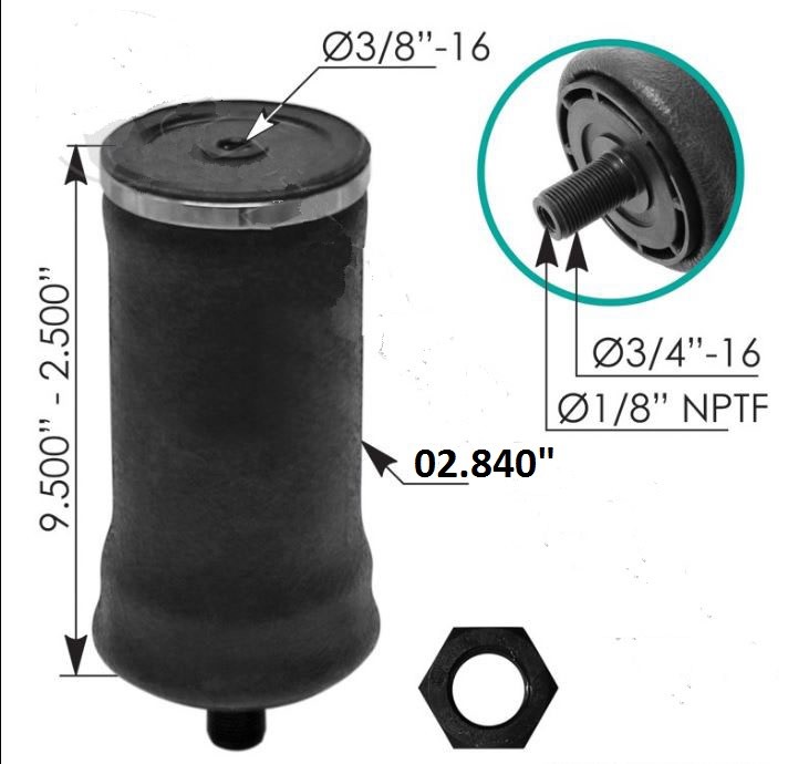 PETERBILT CABIN AIR SPRING #20-16754