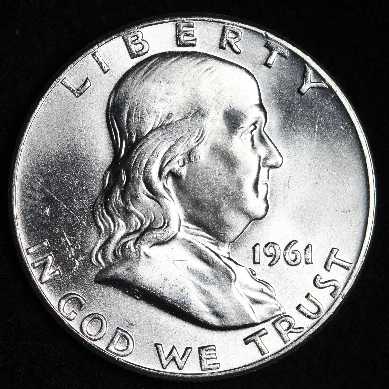 GEM BU UNCIRCULATED UNC MS 1961-D SILVER FRANKLIN HALF DOLLAR BRILLIANT LUSTER