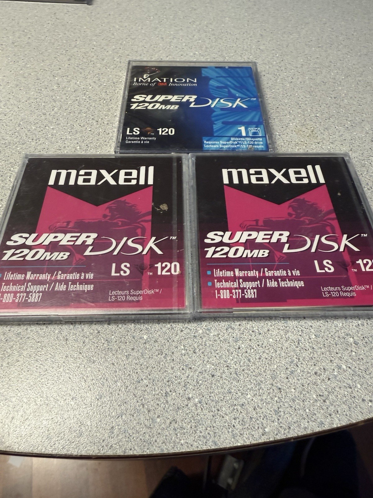 Lot of 3 Super-Disks Maxell 120MB DOS Formatted *SEALED/NEW*