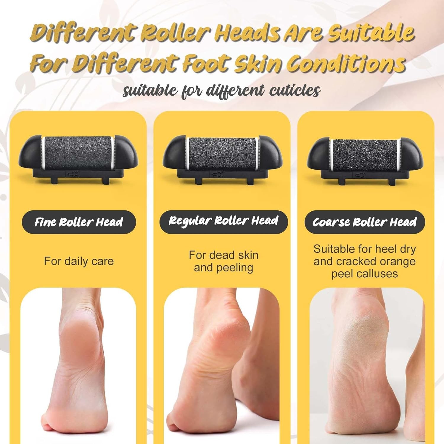 9 Pack Replacement Roller Heads for Electric Foot Callus Remover Refills Coarse