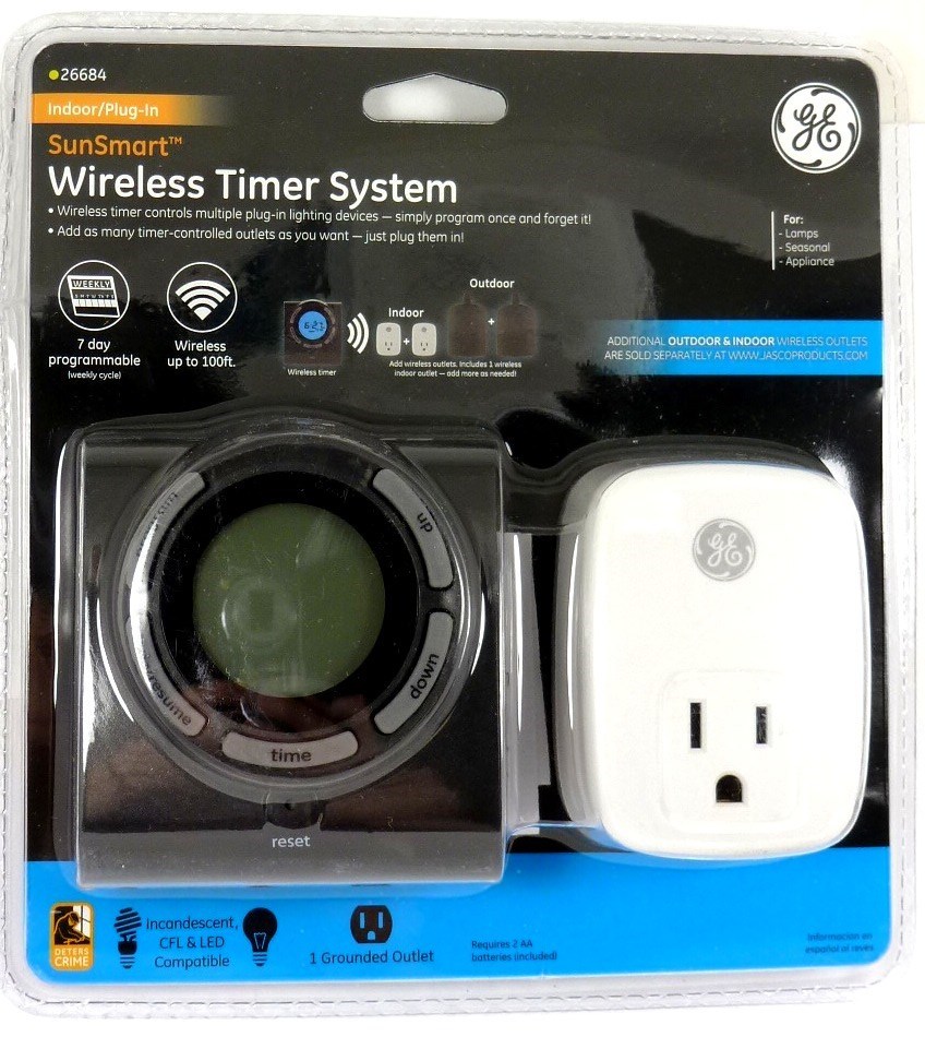 26684  GE Wireless Indoor Single-Grounded Digital Timer Outlet,range up to 100 F