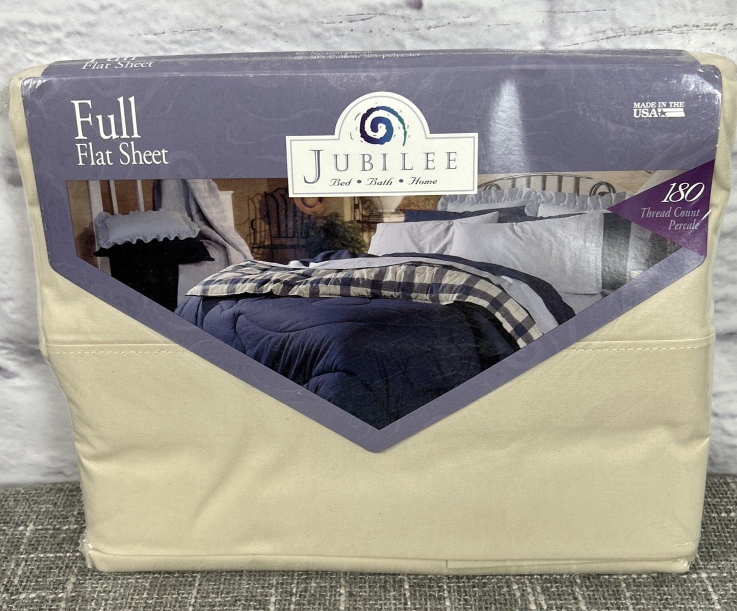 Jubilee Vintage Flat Sheet Ivory USA Deadstock Cotton Blend