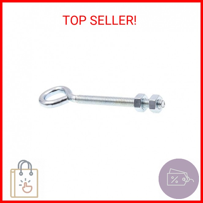 Prime-Line 9066440 Eye Bolts With Nuts, 1/4 In.-20 X 4 In., Zinc Plated Steel (1