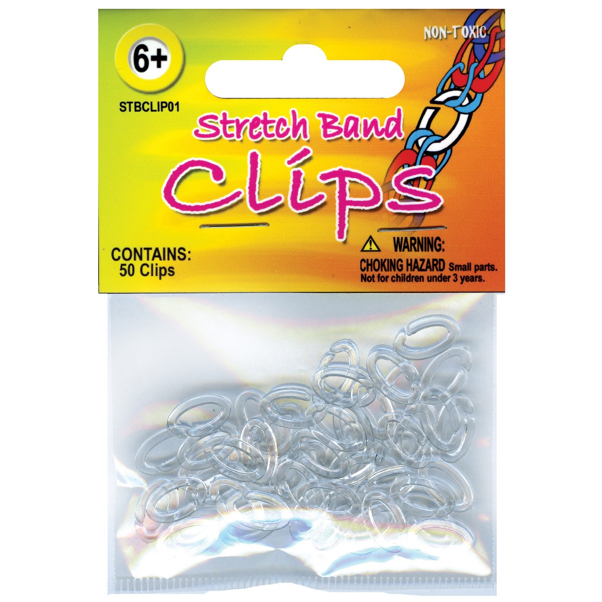 Pepperell Stretch Band Bracelet Clips 50/Pkg-Clear