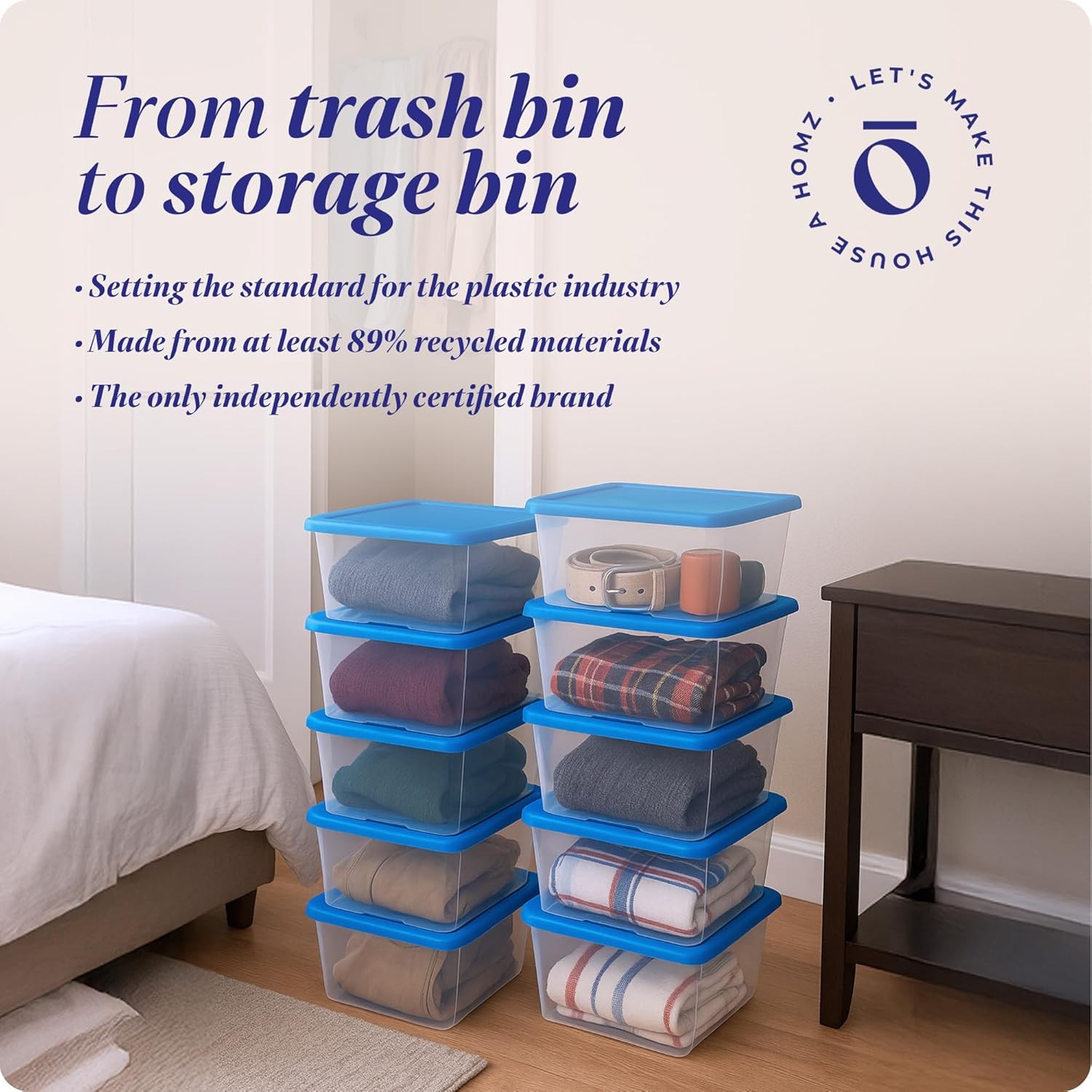 10-Pack Snaplock Small Clear Plastic Storage Organizer Bins w/Lids 6 Quart Blue