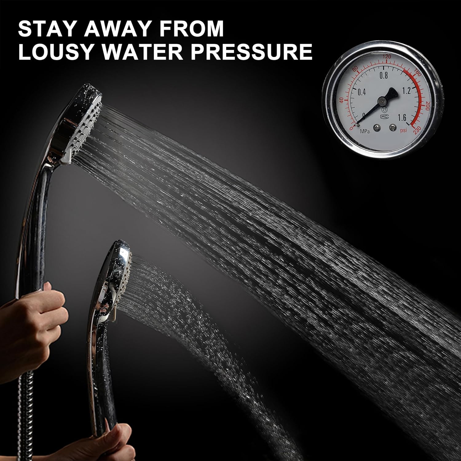 High Pressure Handheld Shower, Power Boost Resists Low Flow, Chrome | against We