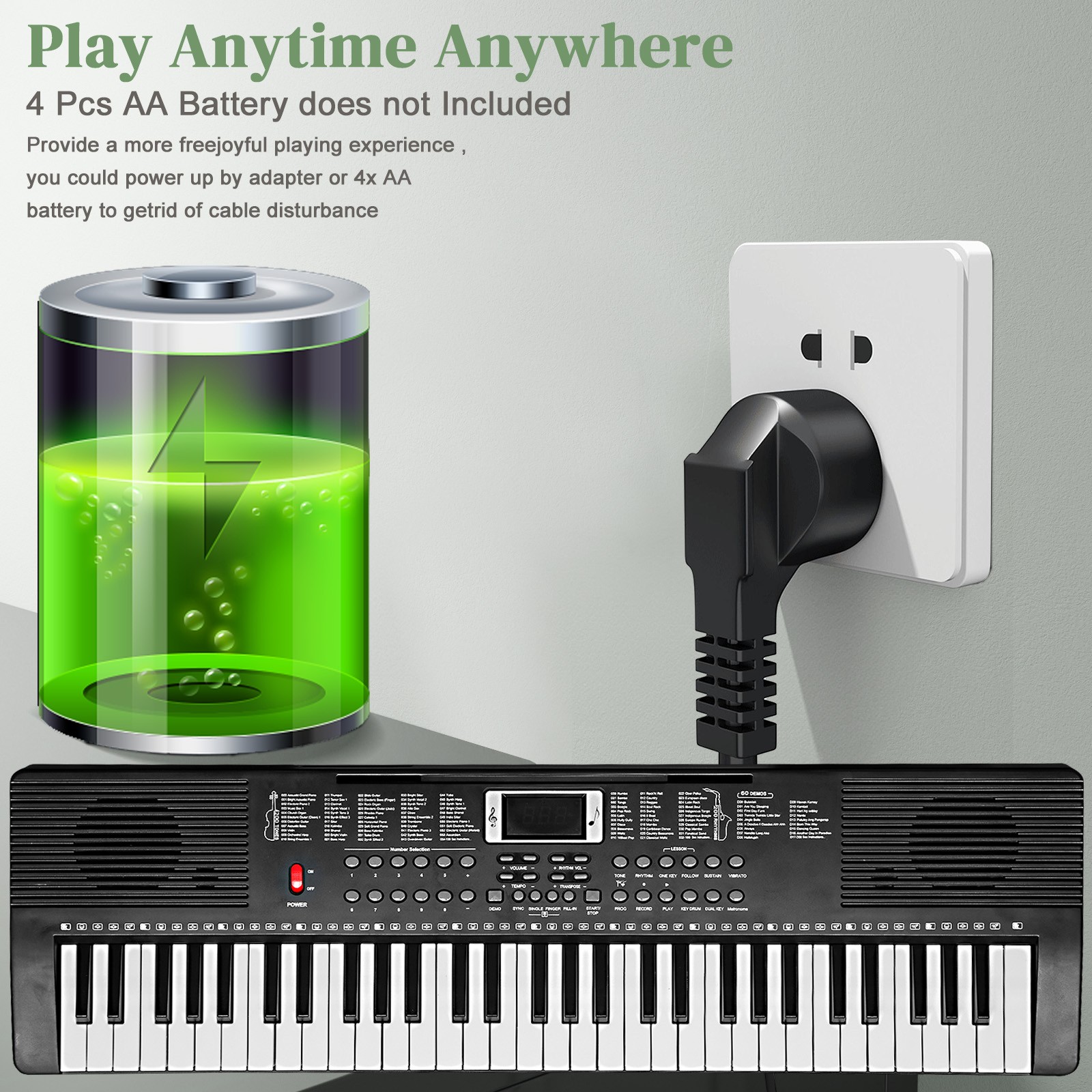 61 Key Piano Keyboard with Adjustable Stand,Bench,Led Screen Display