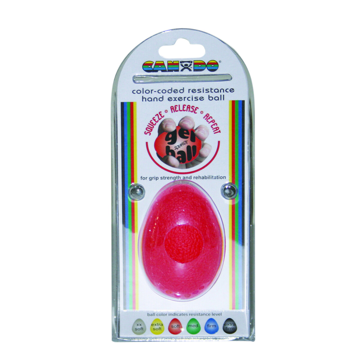 CanDo Gel Squeeze Ball, Large Cylindrical, Red (Light)