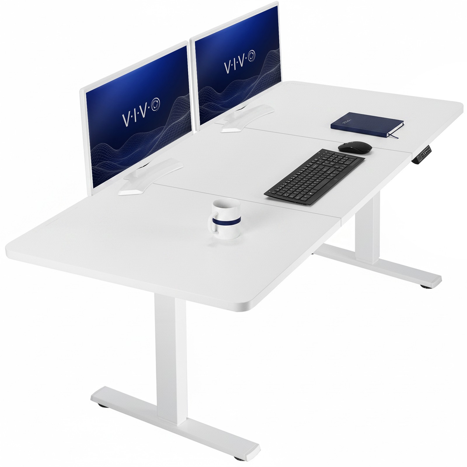 VIVO Electric 71” x 30” Stand Up Desk Workstation, White Table Top, White Frame
