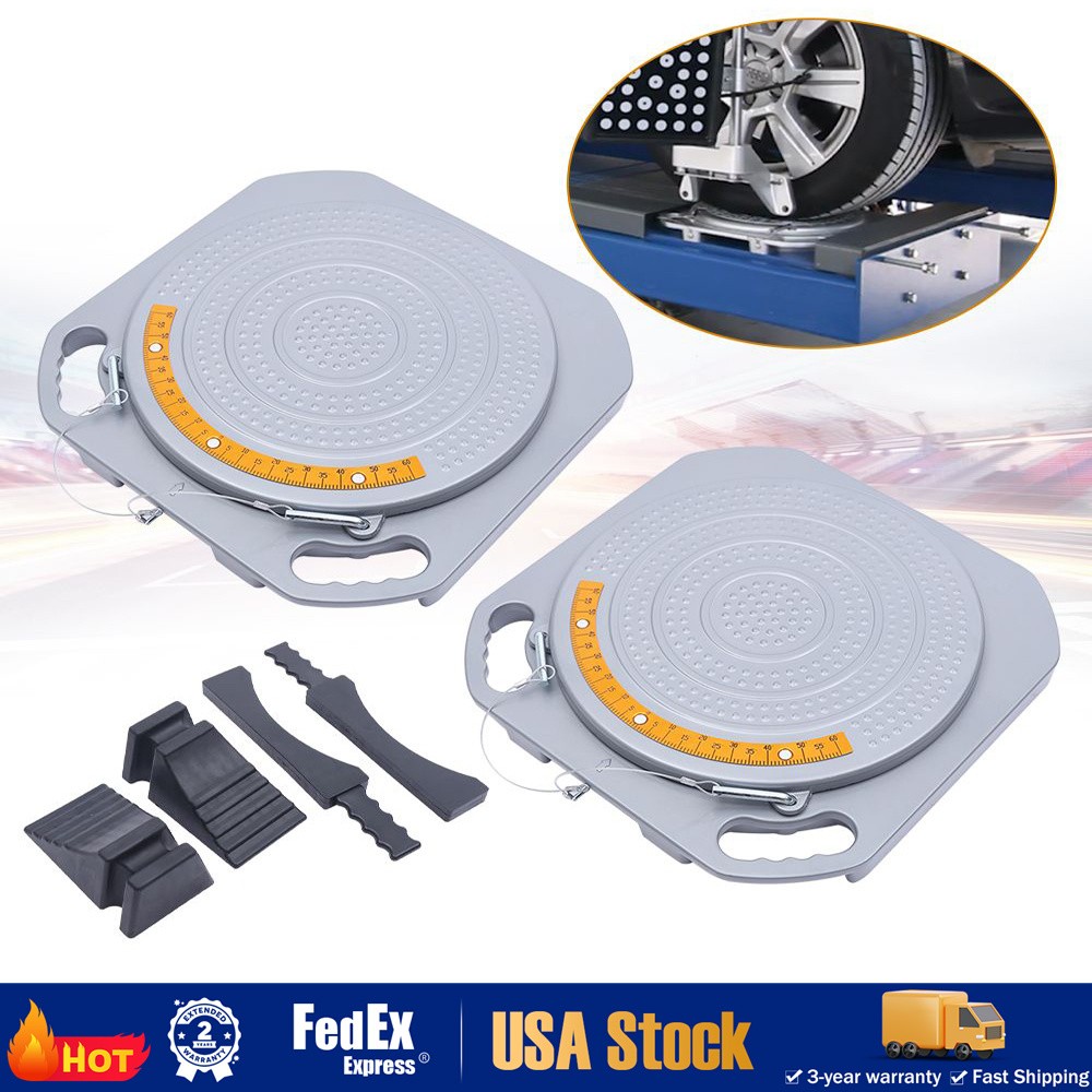 NEW 2x Wheel Car Truck Front End Wheel Alignment Turntable Turn Plates Tool Kit