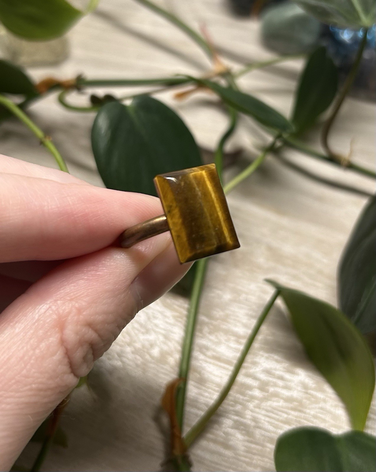Tigers Eye Ring Size 7, Handmade Copper Tigers Eye Ring