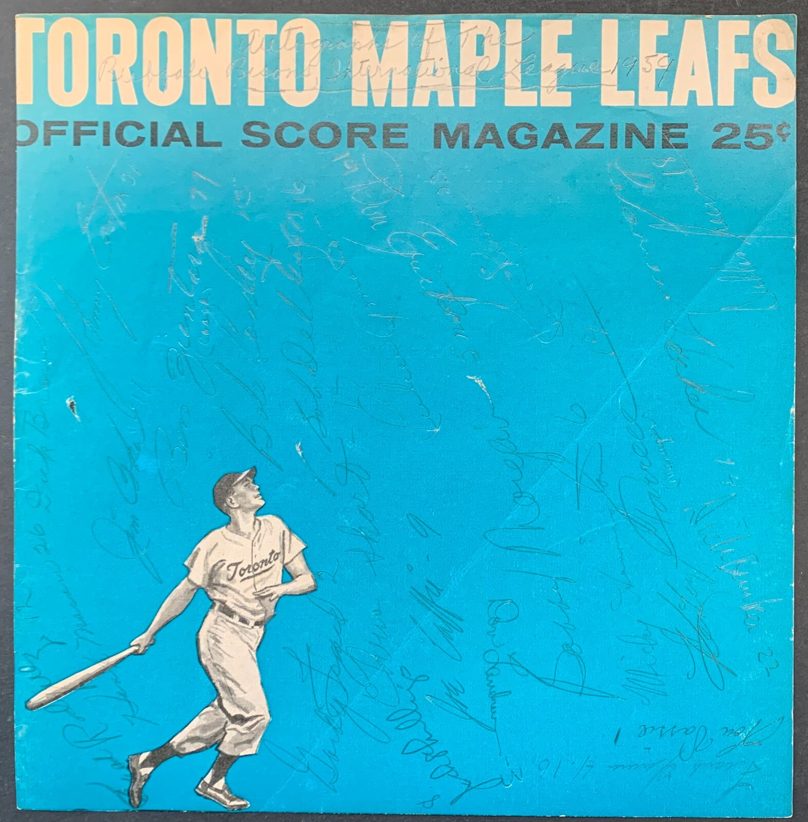 1959 Buffalo Bisons International League Team Signed x24 Program Cover Baseball