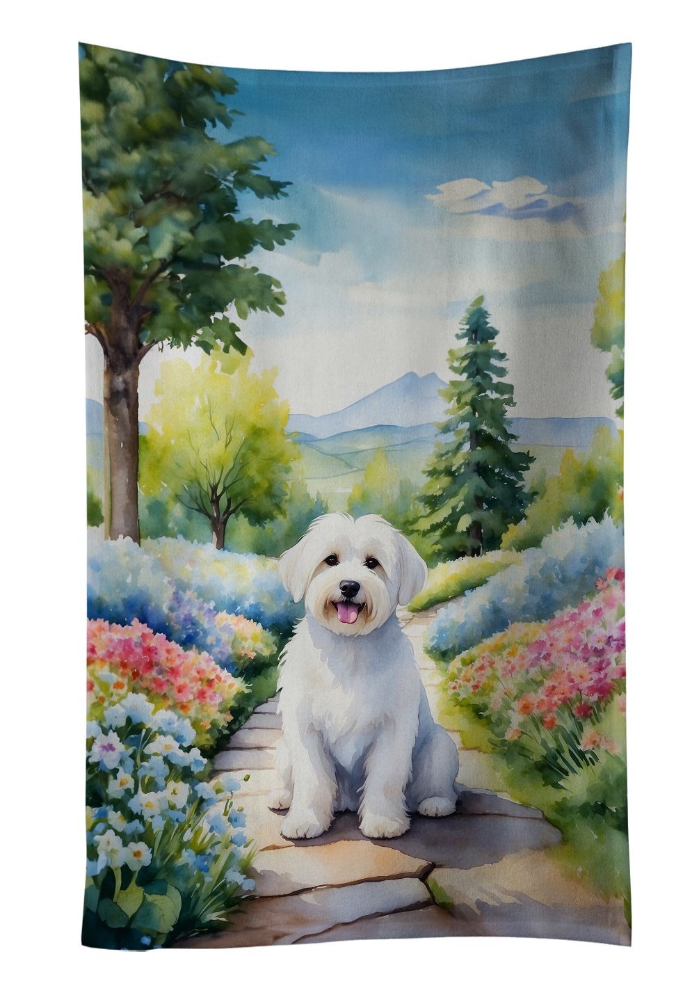Coton de Tulear Spring Path Kitchen Towel Dish Cloths Guest Hand Towel