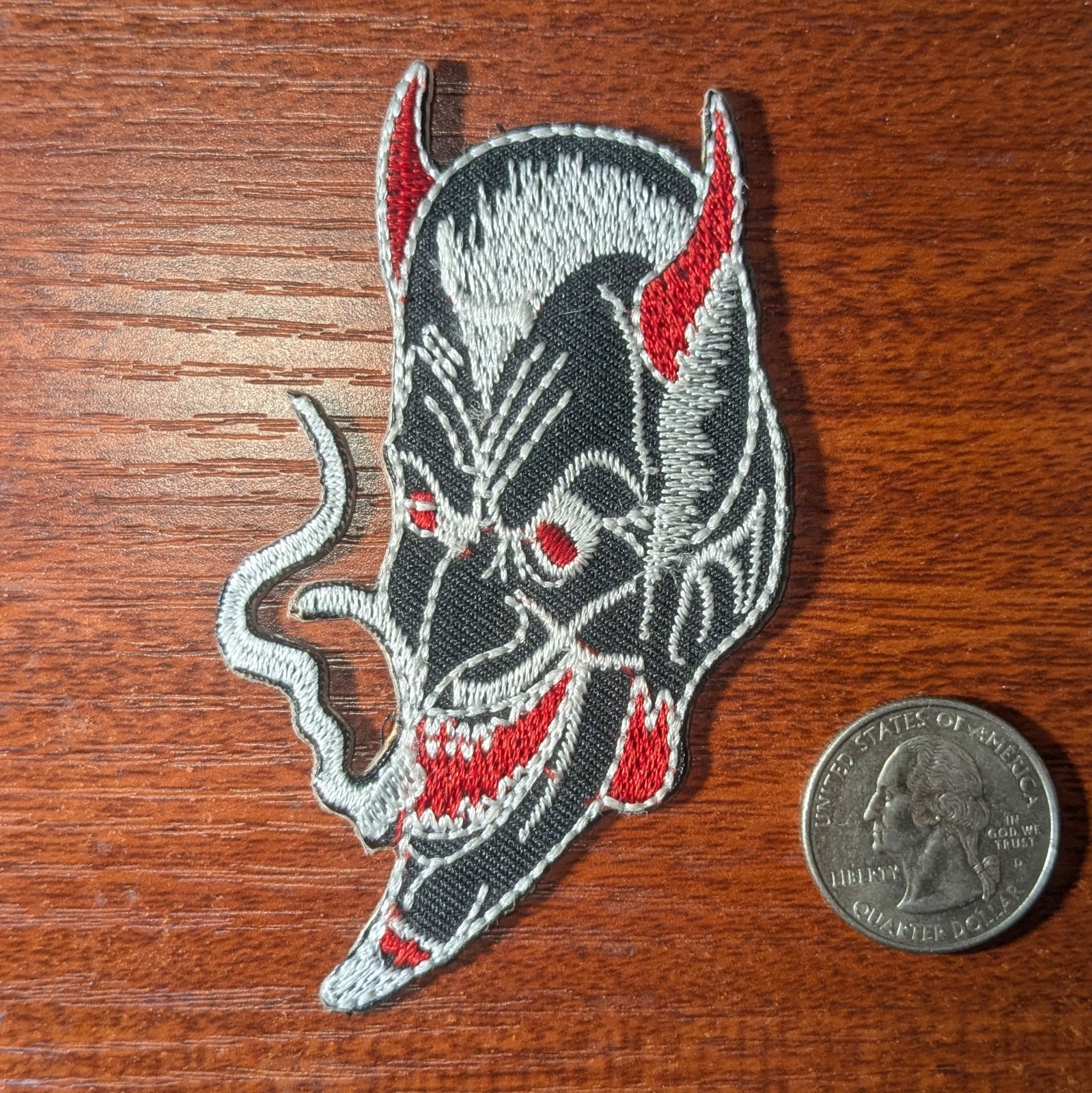 Devil Patch Smoking Satan Biker Goth Punk Rockabilly Embroidered Iron On 3.5x2 "