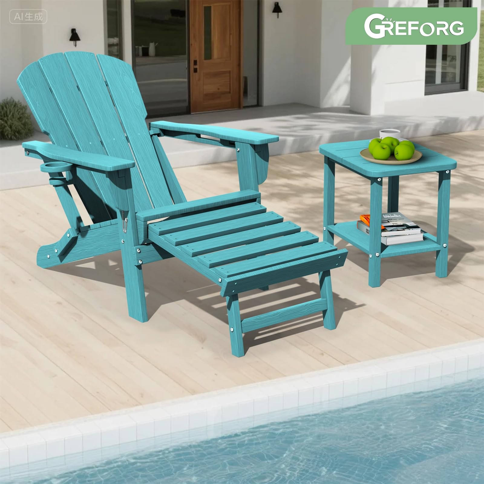 GREFORG Aurba Adirondack Patio Side Table 17.7"