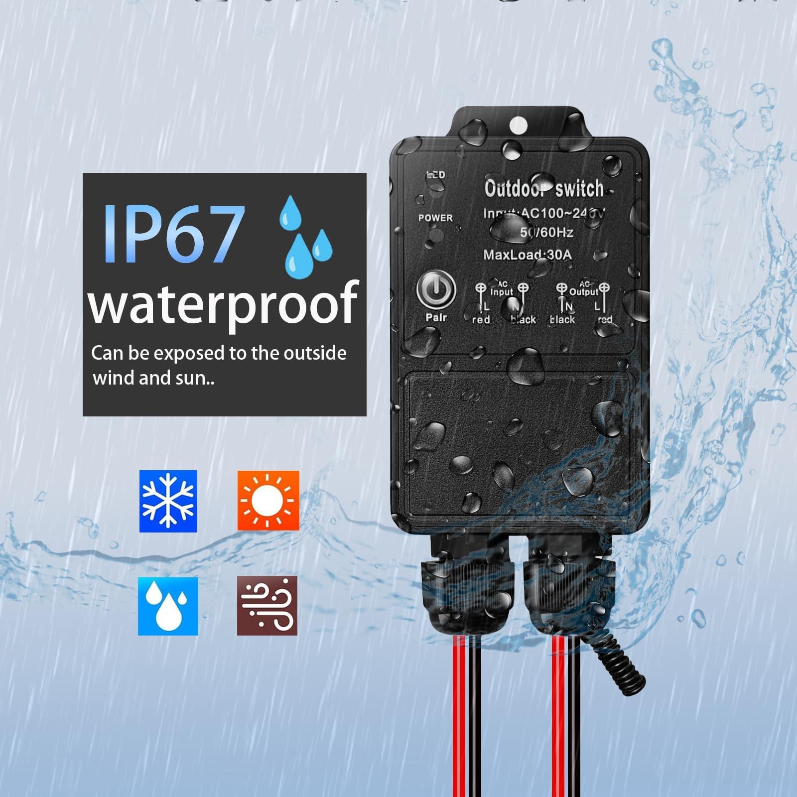 12V Remote Control Switch. IP67 Waterproof DC8-80V 30A Relay Wireless Switch ...