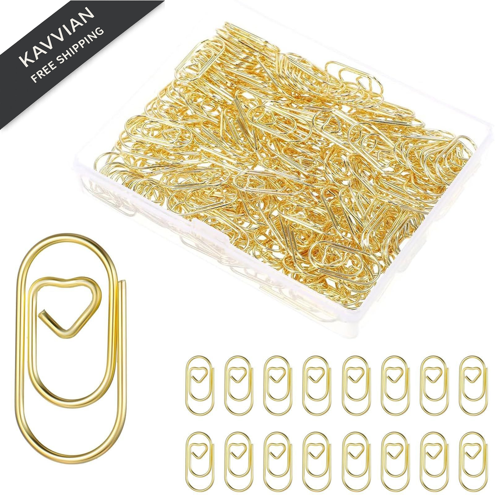 ADULLPONY Small Gold Paper Clips: Love Heart Shaped 0.79 inches,
