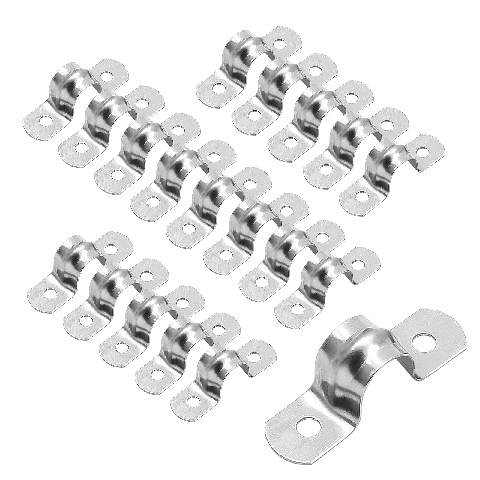 30pcs M20 Rigid Pipe Strap 0.79 Stainless Steel 2 Holes Cable U Bracket Pipe Cl