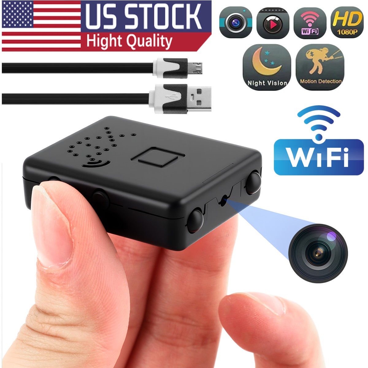 Small WiFi Security Camera 1080P No Battery Plug & Play Indoor Office