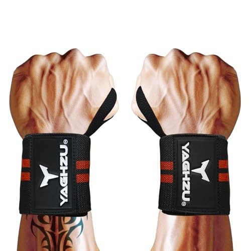 Wrist Wraps Weightlifting - Premium Quality Wrist Straps for Black Red