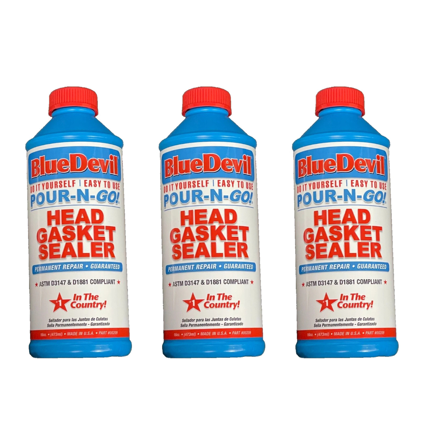 New BlueDevil Head Gasket Sealer - 16 oz. Pour-N-Go 3 Bottles Free Shipping!