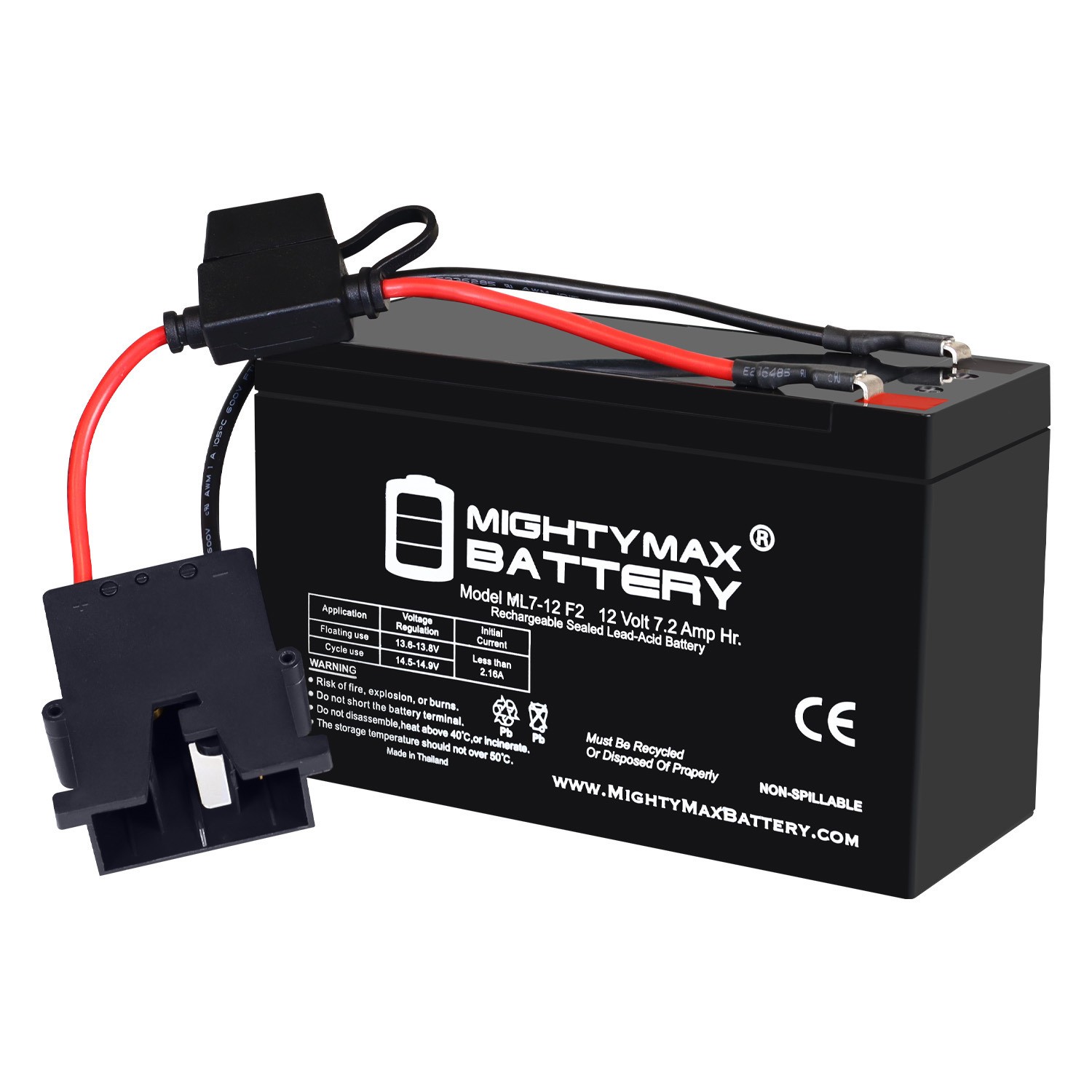 Mighty Max Replacement for 12V Power Wheels 12v 7ah RideOnToy battery and  wire