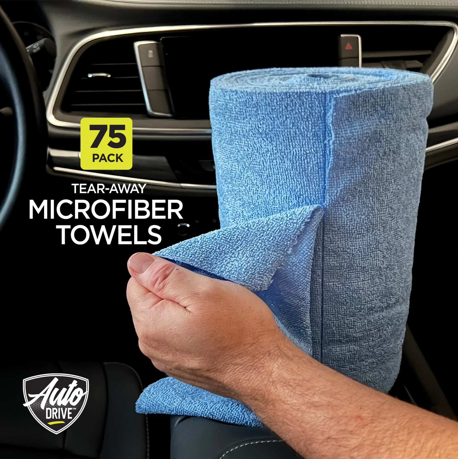 Tear Away Car Wash Multi-Purpose Microfiber Towel Roll, 75 Pack