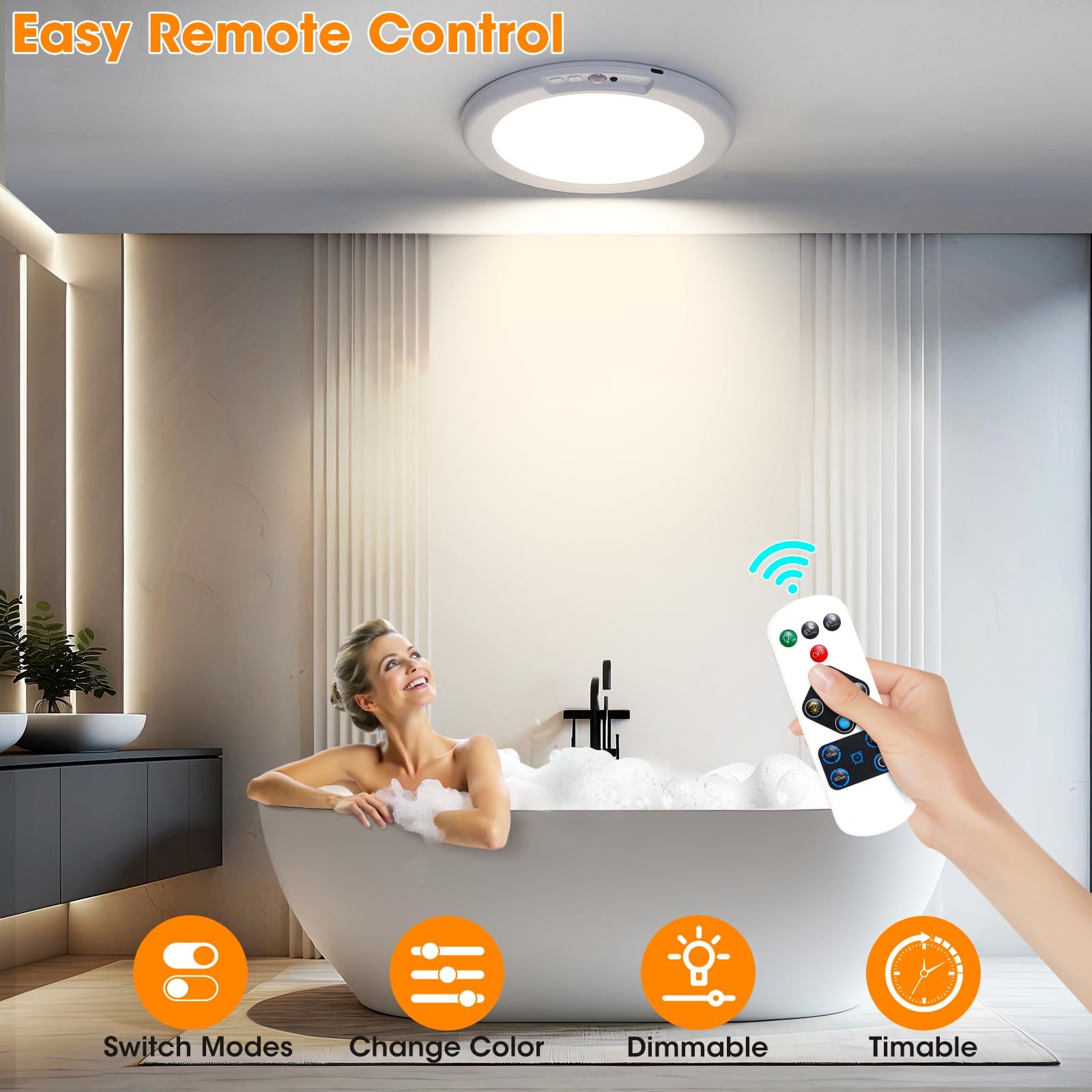 Gotopceed Rechargeable Motion Sensor Ceiling Light with Remote - Magnetic Wir...