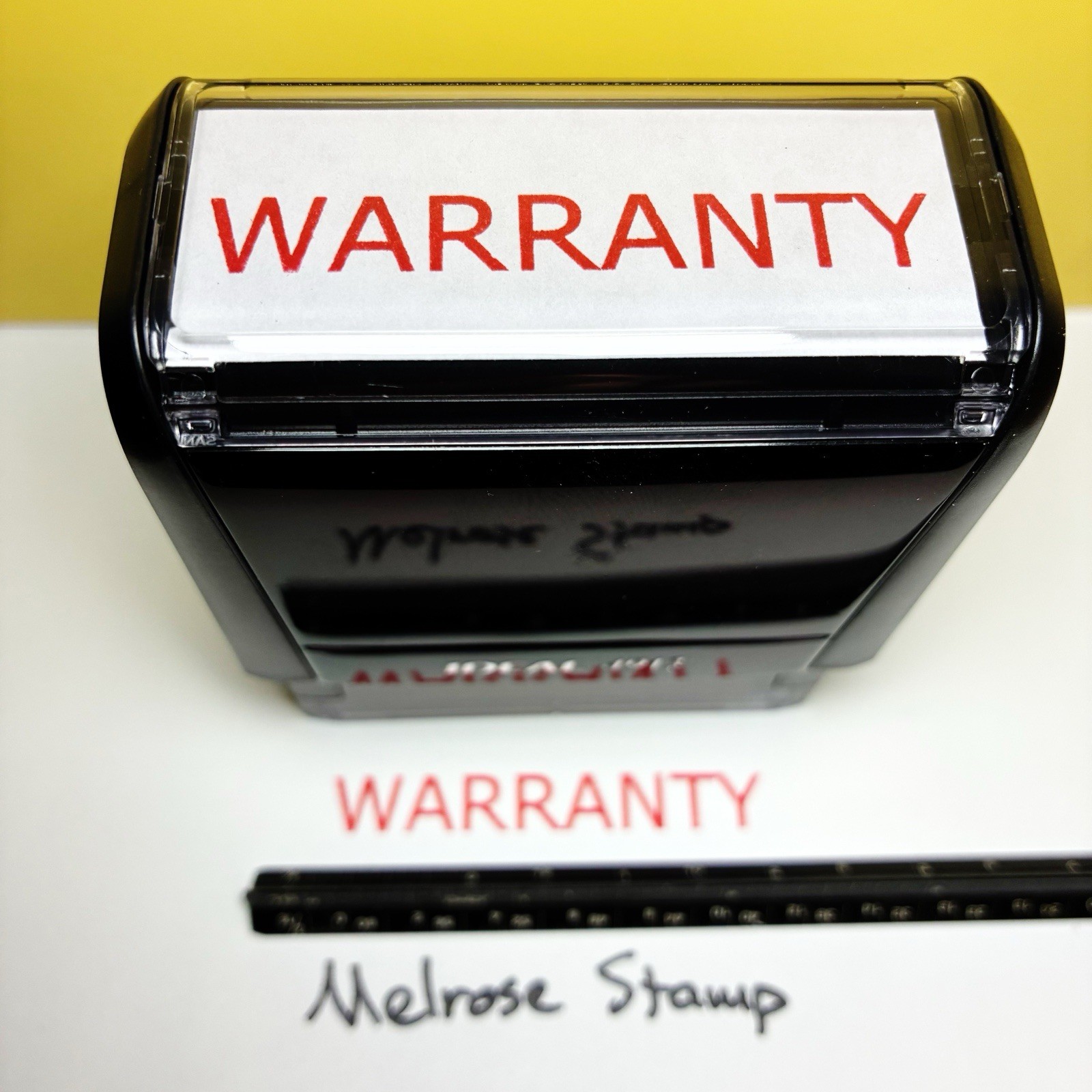 Warranty Rubber Stamp Red Ink Self Inking Ideal 4913
