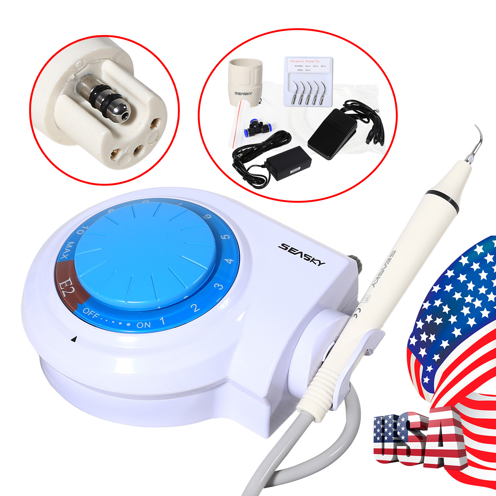 FDA Dental Ultrasonic Piezo Scaler fit Cavitron EMS Handpiece Detachable E1-E2