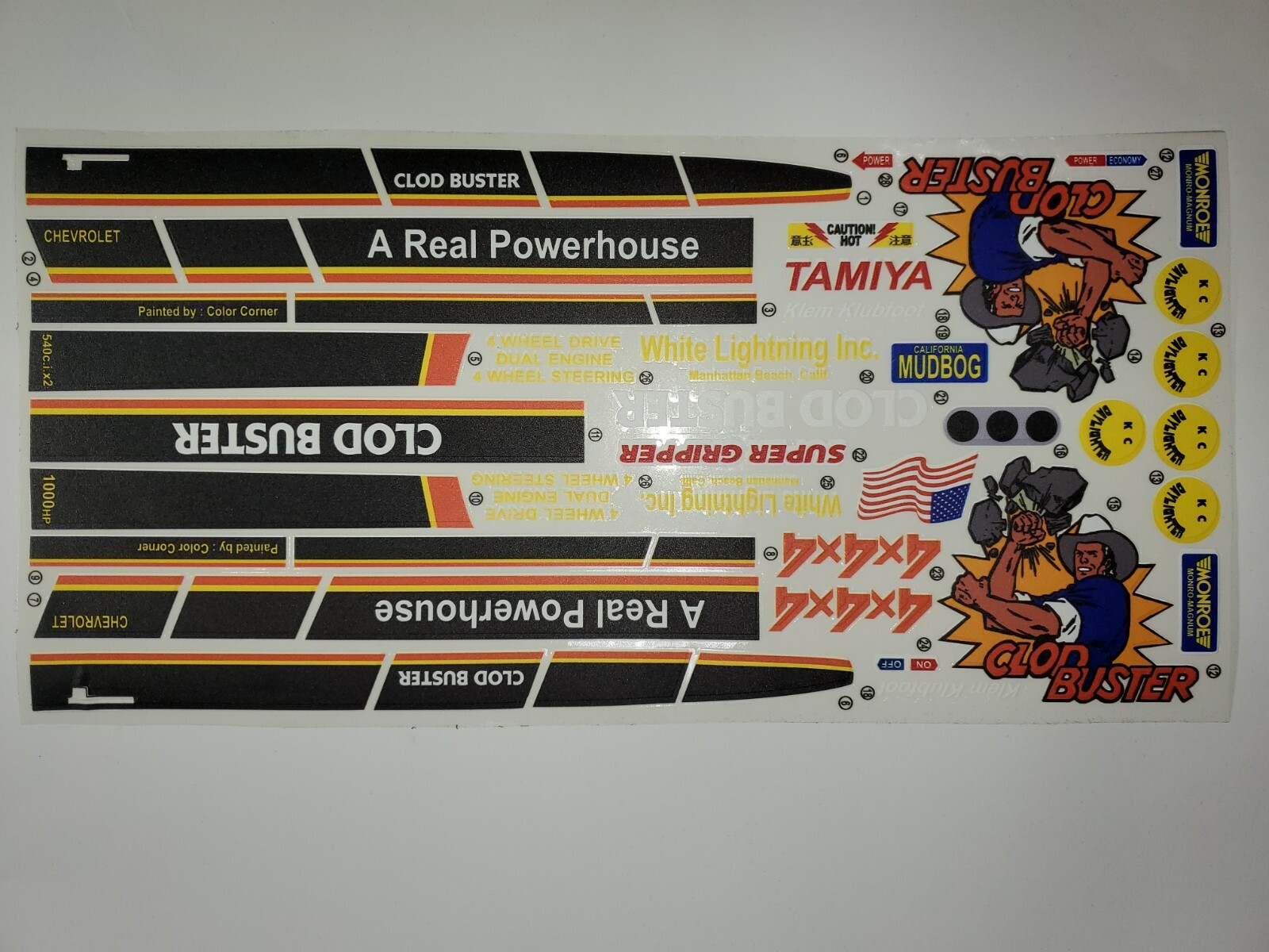 TAMIYA CLOD BUSTER DECAL SHEET-R/C MODEL-1/10-DIE CUT-REPRODUCTION-Matte Finish