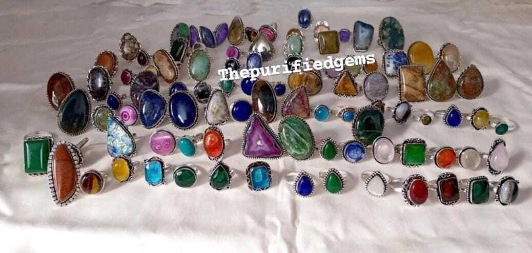 Wholesale Bulk Rings Lot,Mix Rings,Handmade Jewelry For Women,Mix Crystal Rings~
