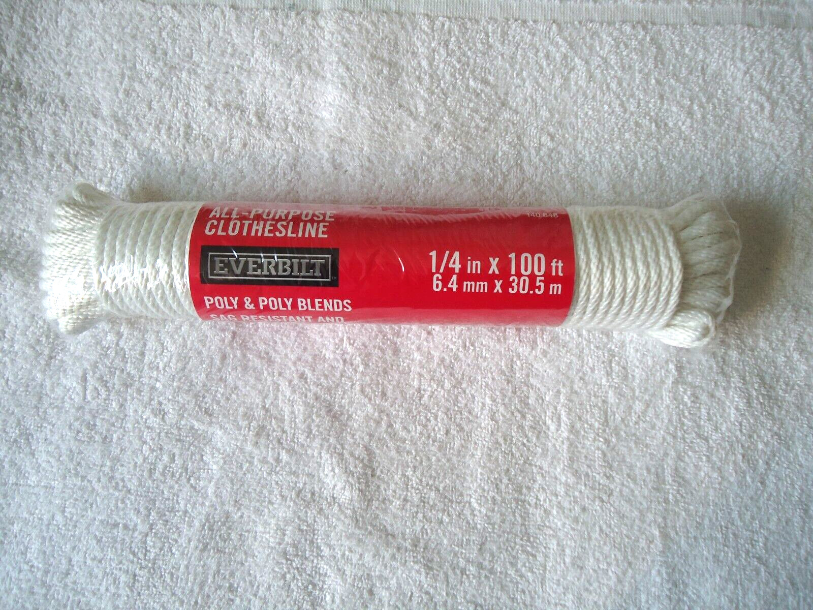 " NIP " Everbilt # 140 848 1/4" X 100 ft. All Purpose Clothesline " Great item "