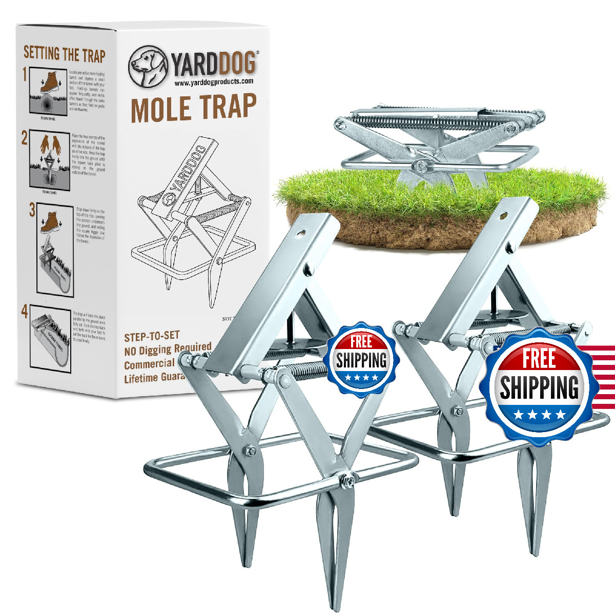 Yarddog Mole Scissor Trap Step-To-Set Ground Trap Easy-To-Use Scissor Style