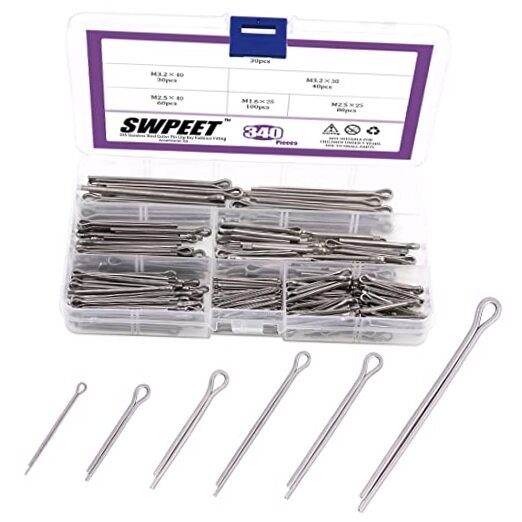 340Pcs 304 Stainless Steel Cotter Pin Clip Key Fastener Fitting Assortment Kit