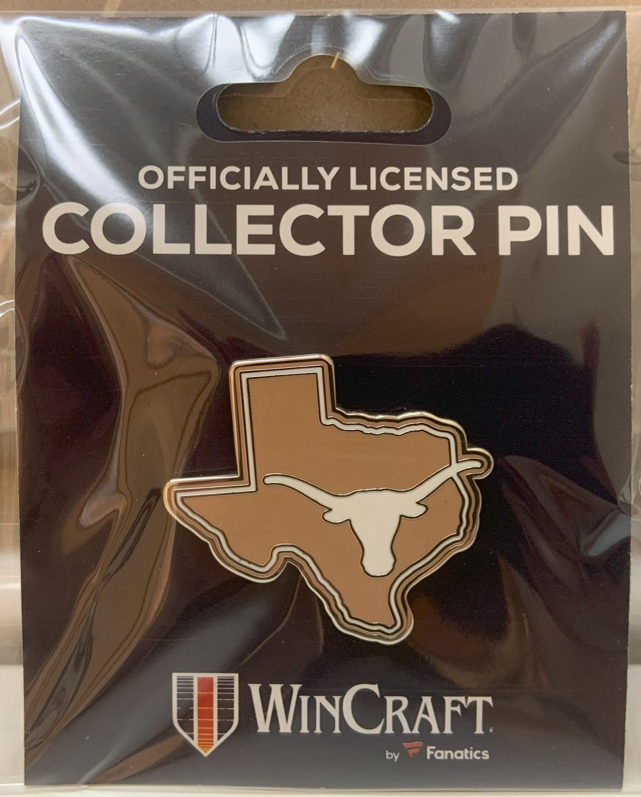 TEXAS LONGHORNS STATE SHAPE LAPEL COLLECTOR PIN WINCRAFT