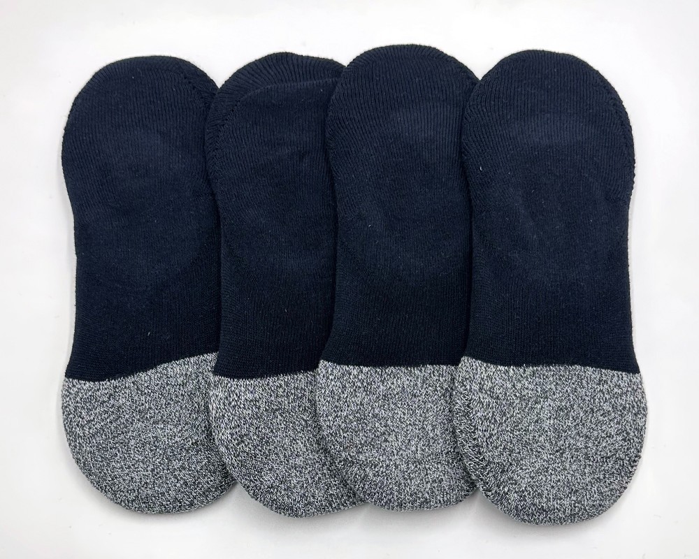 NEW 4 pairs BOMBAS Men's Cushioned No Show Socks Everyday Size Med 6-9 black