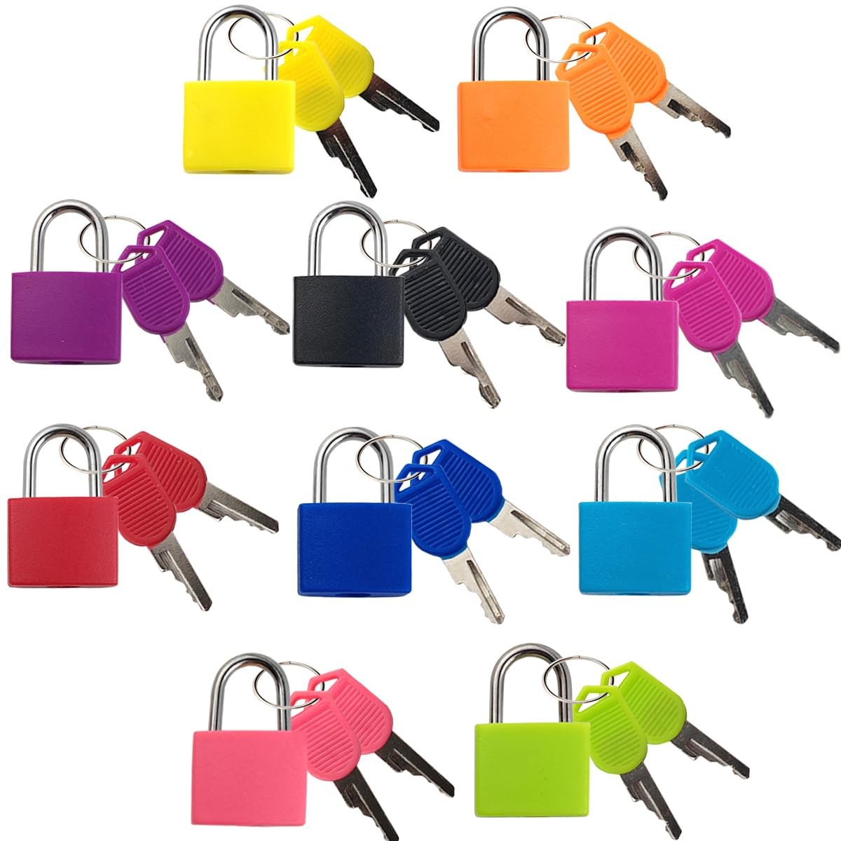 TIHOOD 10PCS Luggage Locks with Keys, Locker Lock Small Multicolor
