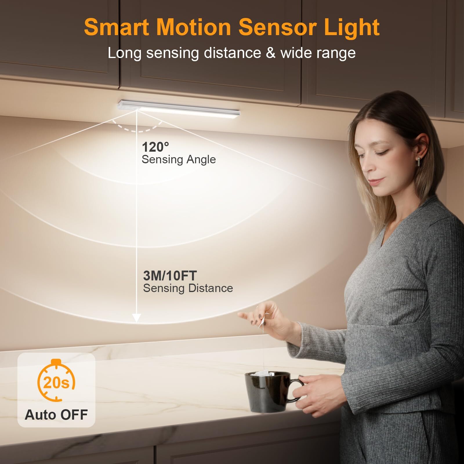 Under Cabinet Lighting 2 Pack-Motion Sensor,Rechargeable,84 LED Super Bright,3-C