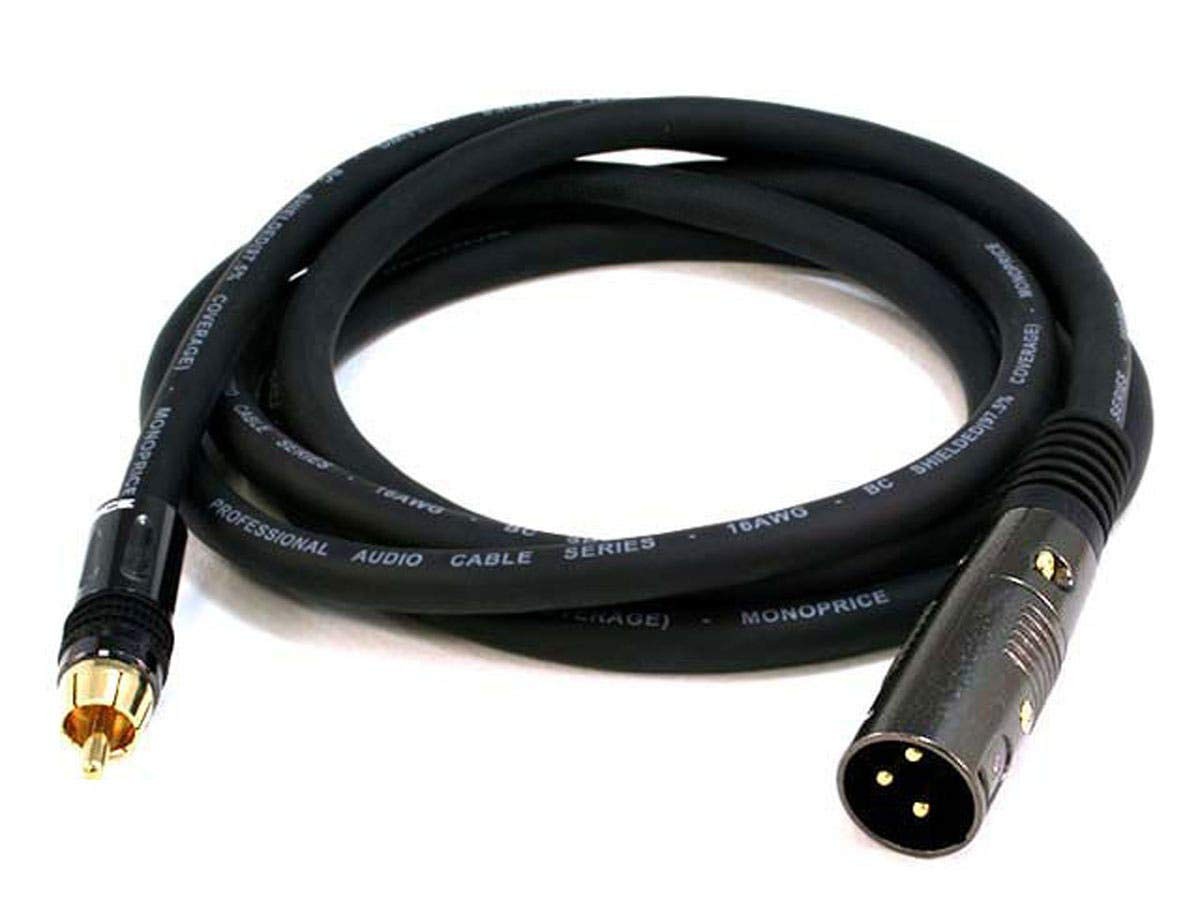 Monoprice XLR Male to RCA Cable - 6 Feet - Black, 16AWG 6ft, Black