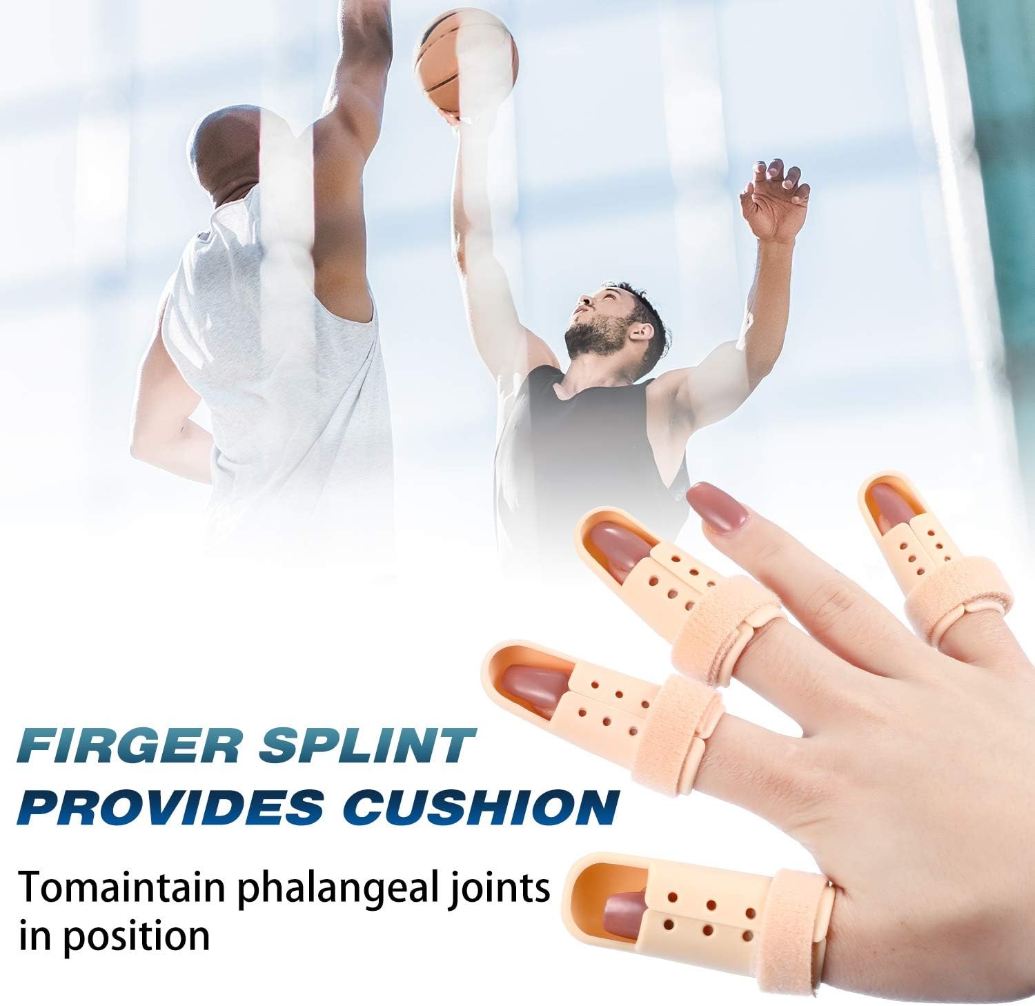 10 Pcs Mallet Finger Splint, 5 Sizes Finger Support Brace Stabilizer (Beige)