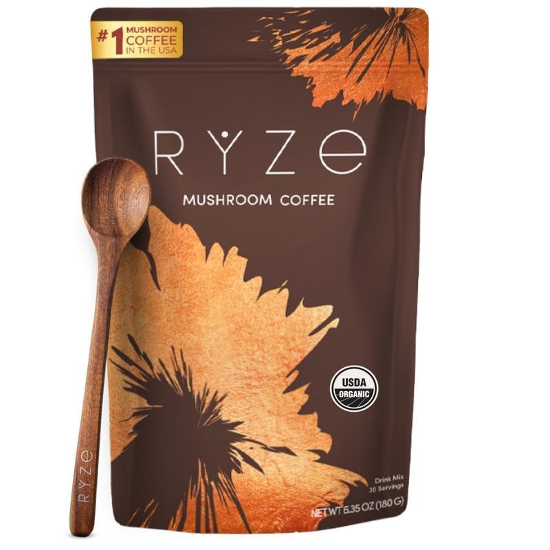 RYZE Mushroom Coffee USDA Organic with 6 AdaptogenicMushrooms and MCT Oil