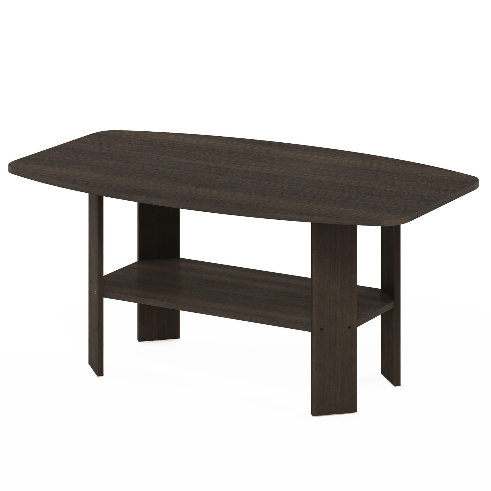 Modern Dark Brown Coffee Table with Open Shelf - Small Side Table for Living Roo