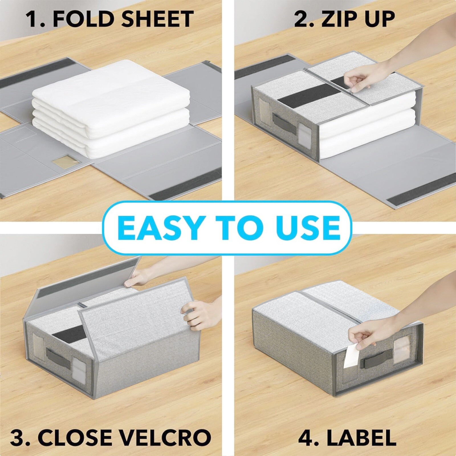 Sheet Organizers and Storage Pack of 2 – 15.4 x 4.72 x 13 Inch Space Saving Bed
