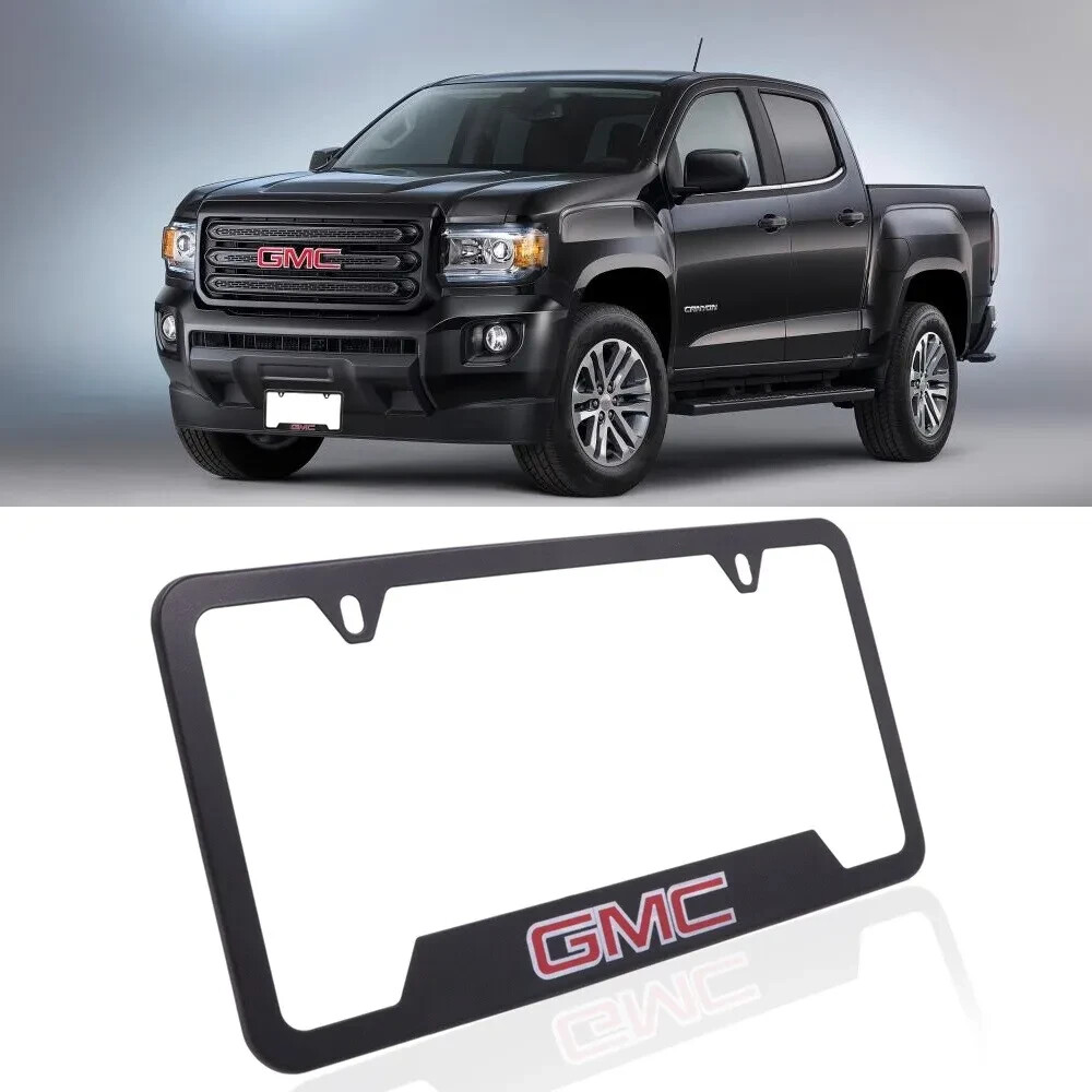 Universal GMC Aluminum Black License Plate Frame New 1Pcs