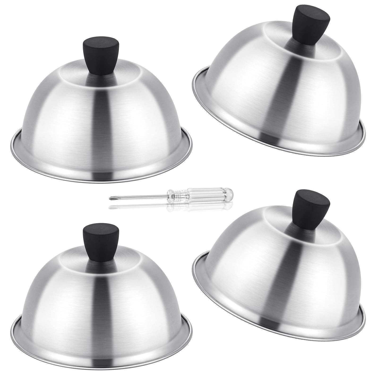6 inch Melting Dome, 4 Pack Basting Cover for Griddle, Heavy Duty Stainless S...