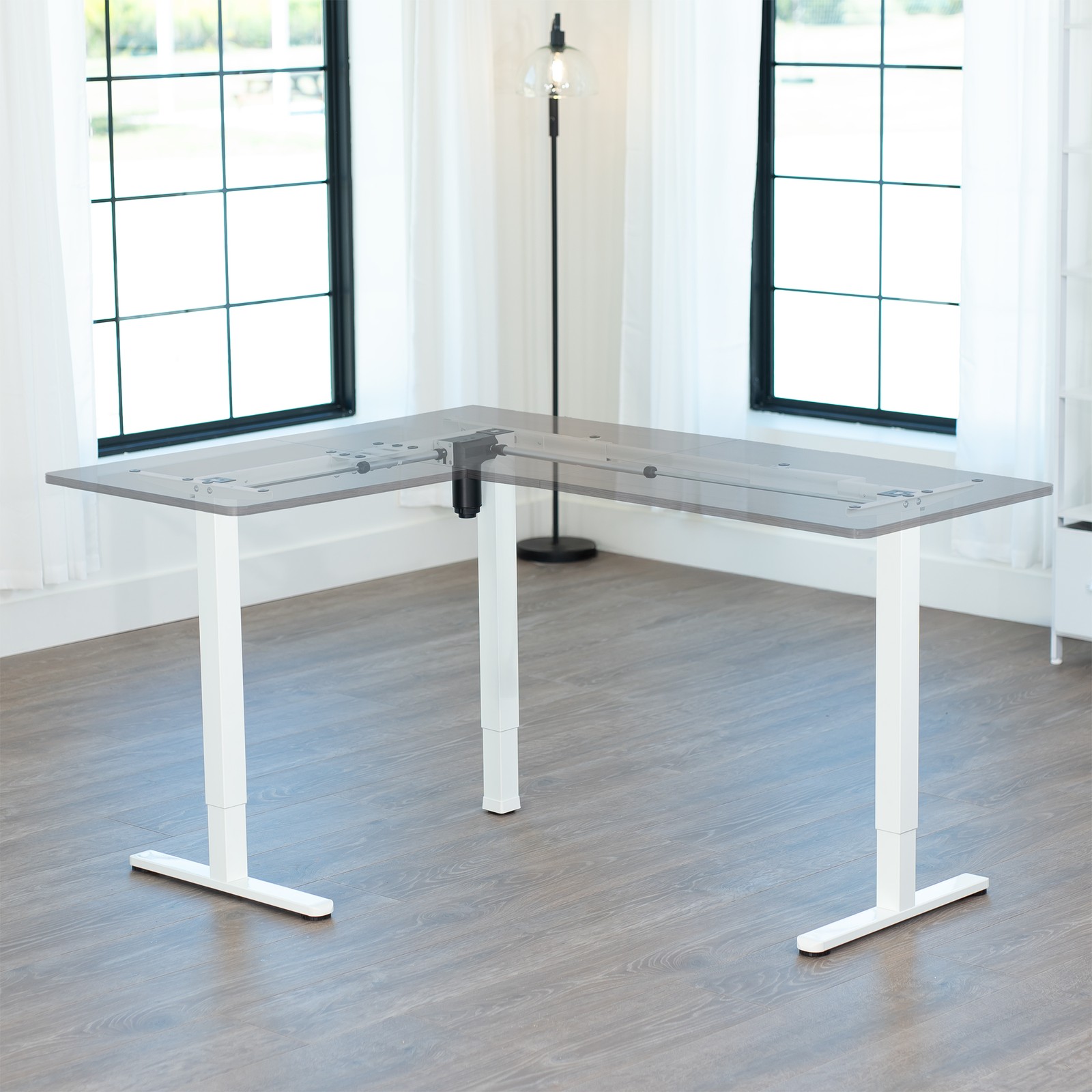 VIVO White Small Electric Single Motor Corner Desk Frame