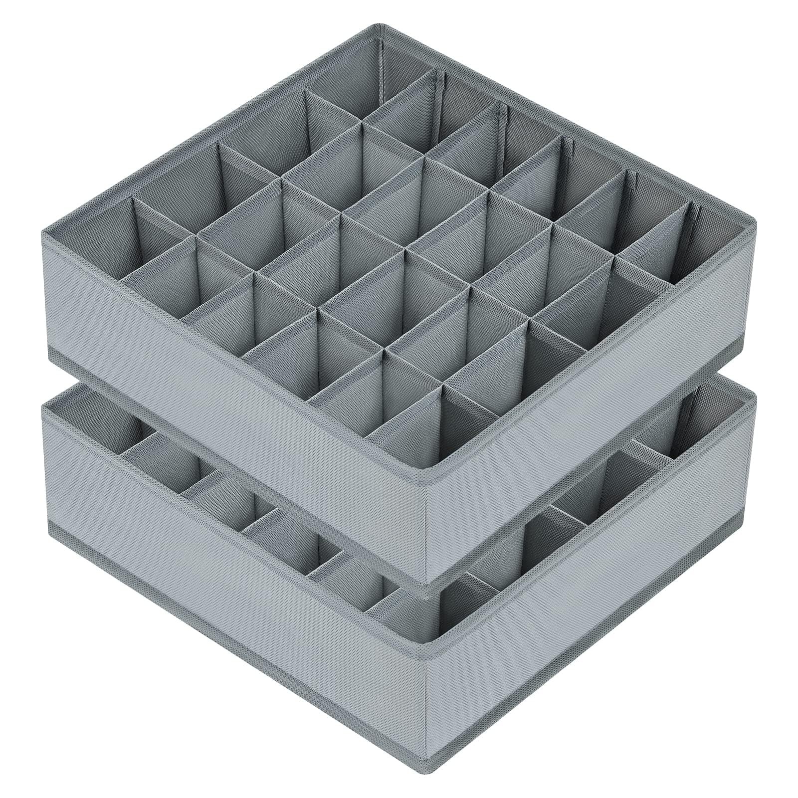 Sock Drawer Organizer Divider 2 Packs Underwear Organizer, 24 Cell Closet Org...