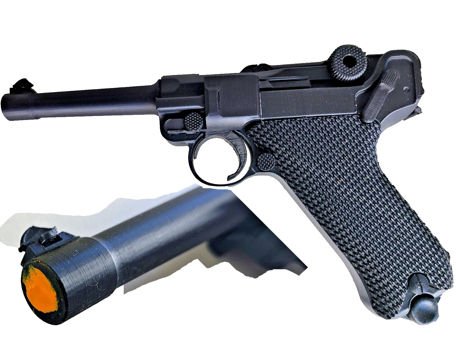 3d Printed Luger P08 WW2 Weapon Replica 1:1 Scale Black Fully Assembled Cosplay